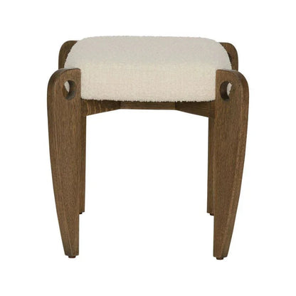 Eyelet White Modern Vanity Stool - LOOMLAN - Wildwood - Poufs and Stools