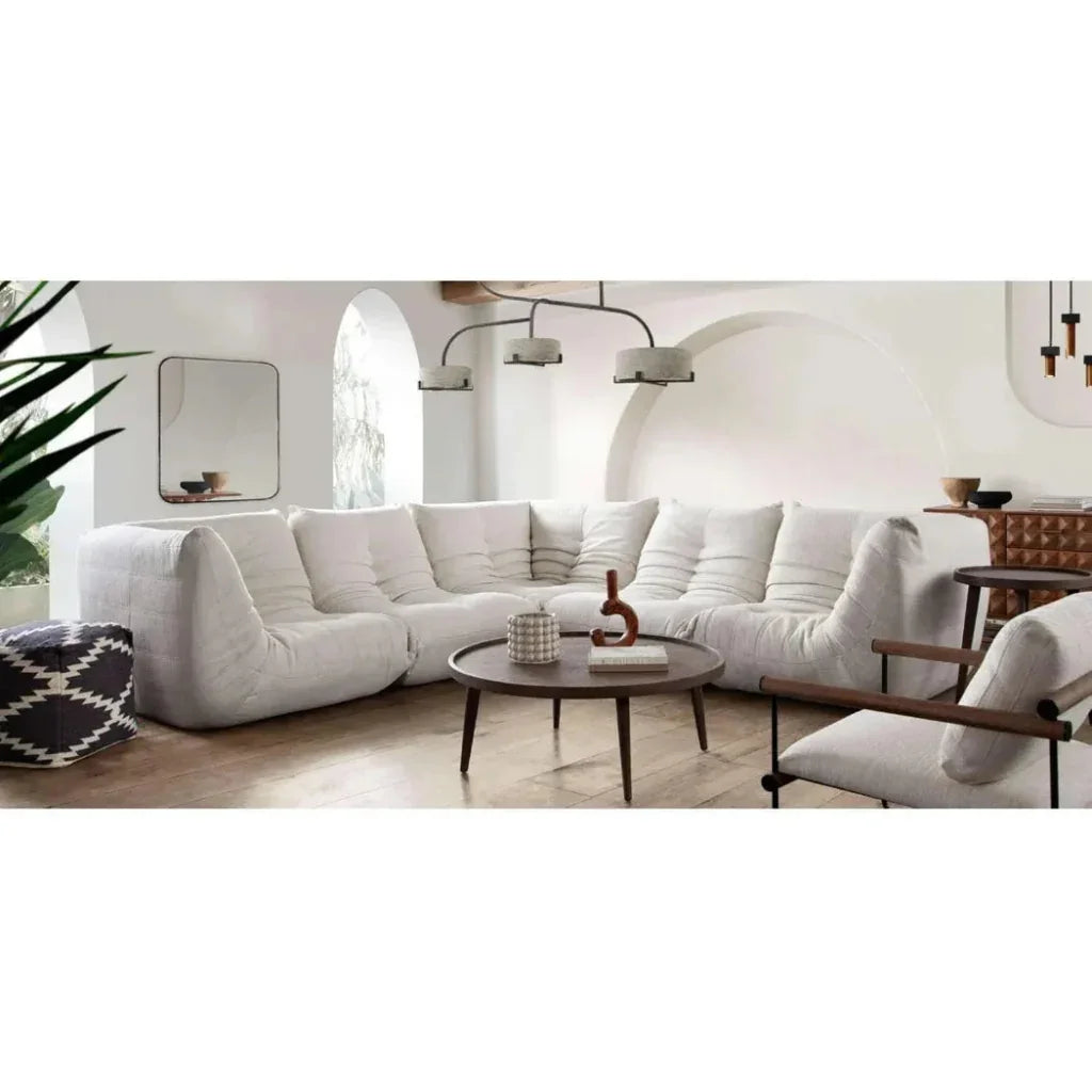 Ezra 5PC Corner Sectional in Cream Fabric-Modular Sofas-Diamond Sofa-LOOMLAN