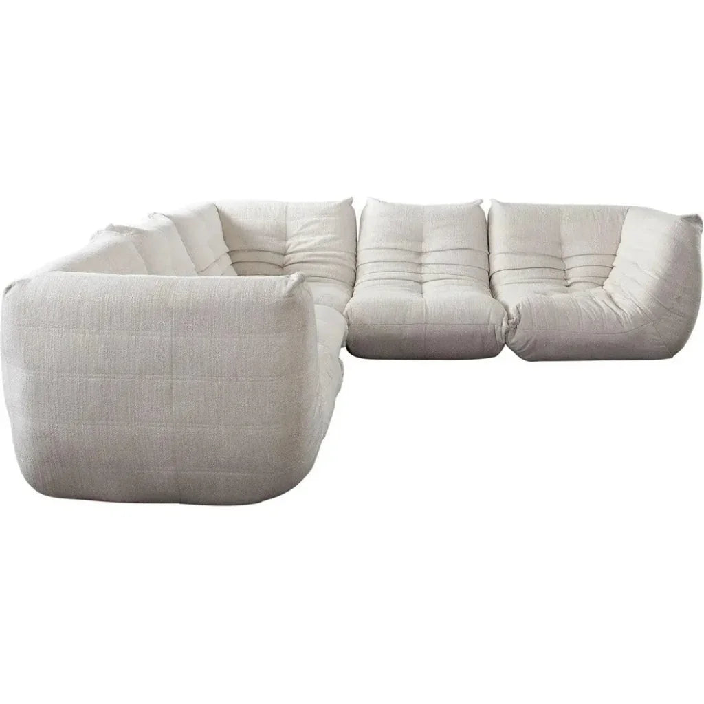 Ezra 5PC Corner Sectional in Cream Fabric-Modular Sofas-Diamond Sofa-LOOMLAN