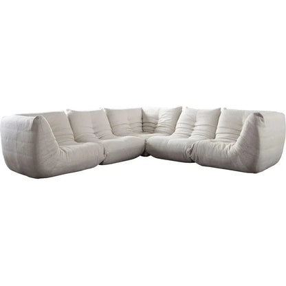 Ezra 5PC Corner Sectional in Cream Fabric-Modular Sofas-Diamond Sofa-LOOMLAN