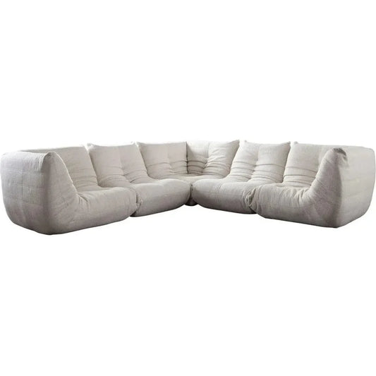 Ezra 5PC Corner Sectional in Cream Fabric-Modular Sofas-Diamond Sofa-LOOMLAN