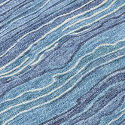 Faerain Blue Washable Indoor-Outdoor Rug