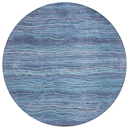 Faerain Blue Washable Indoor-Outdoor Rug