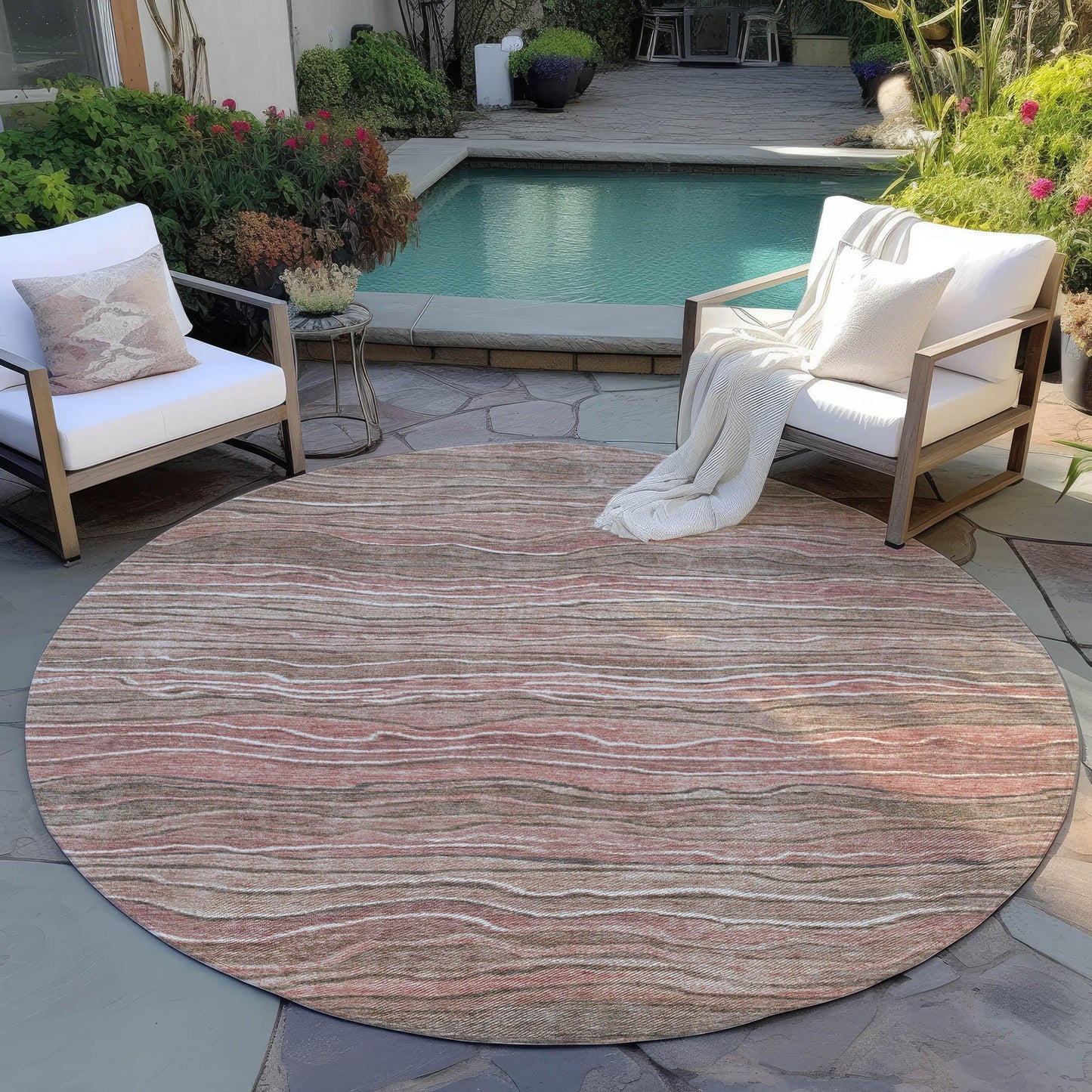 Faerain Brown Washable Indoor-Outdoor Rug