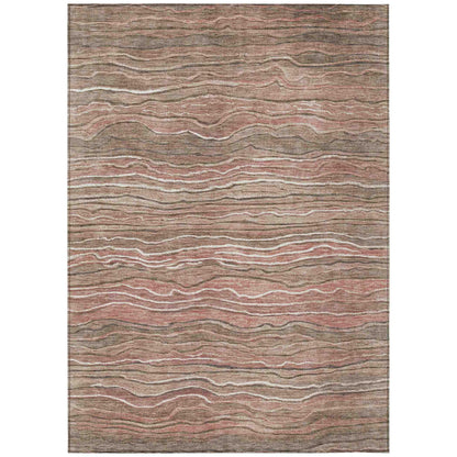 Faerain Brown Washable Indoor-Outdoor Rug