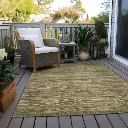 Faerain Green Washable Indoor-Outdoor Rug