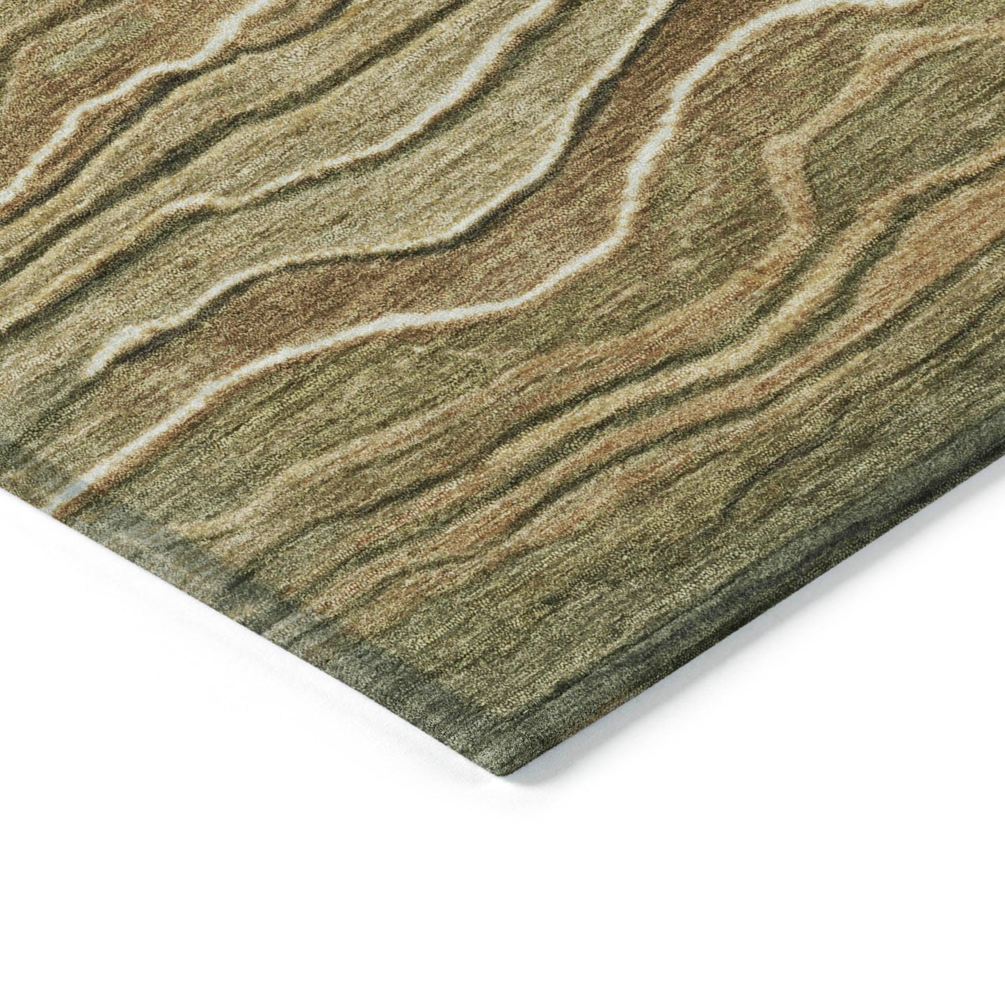 Faerain Green Washable Indoor-Outdoor Rug