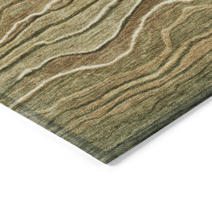 Faerain Green Washable Indoor-Outdoor Rug