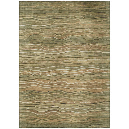 Faerain Green Washable Indoor-Outdoor Rug
