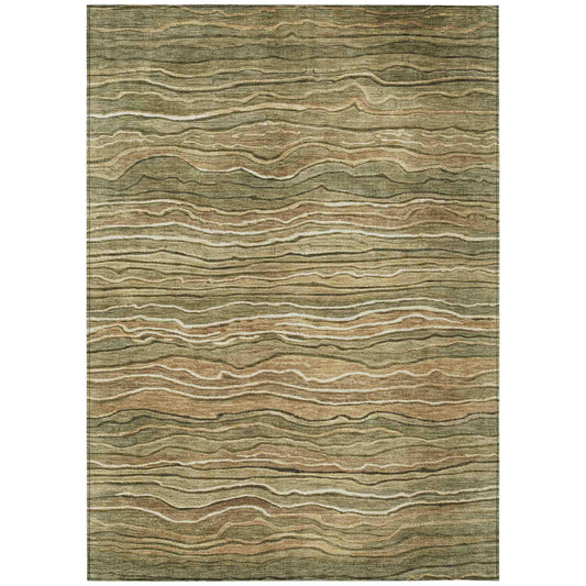 Faerain Green Washable Indoor-Outdoor Rug