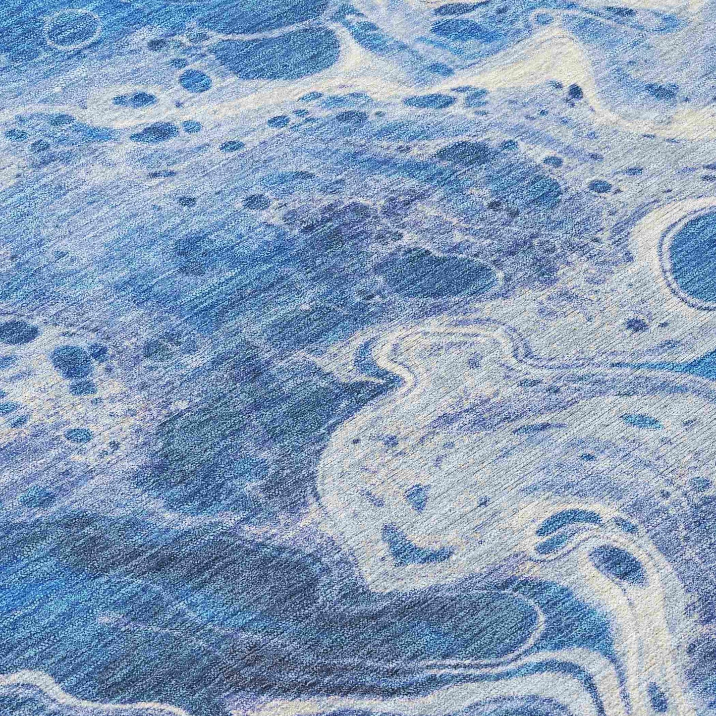 Faerara Blue Washable Indoor-Outdoor Rug