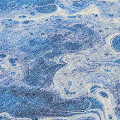 Faerara Blue Washable Indoor-Outdoor Rug