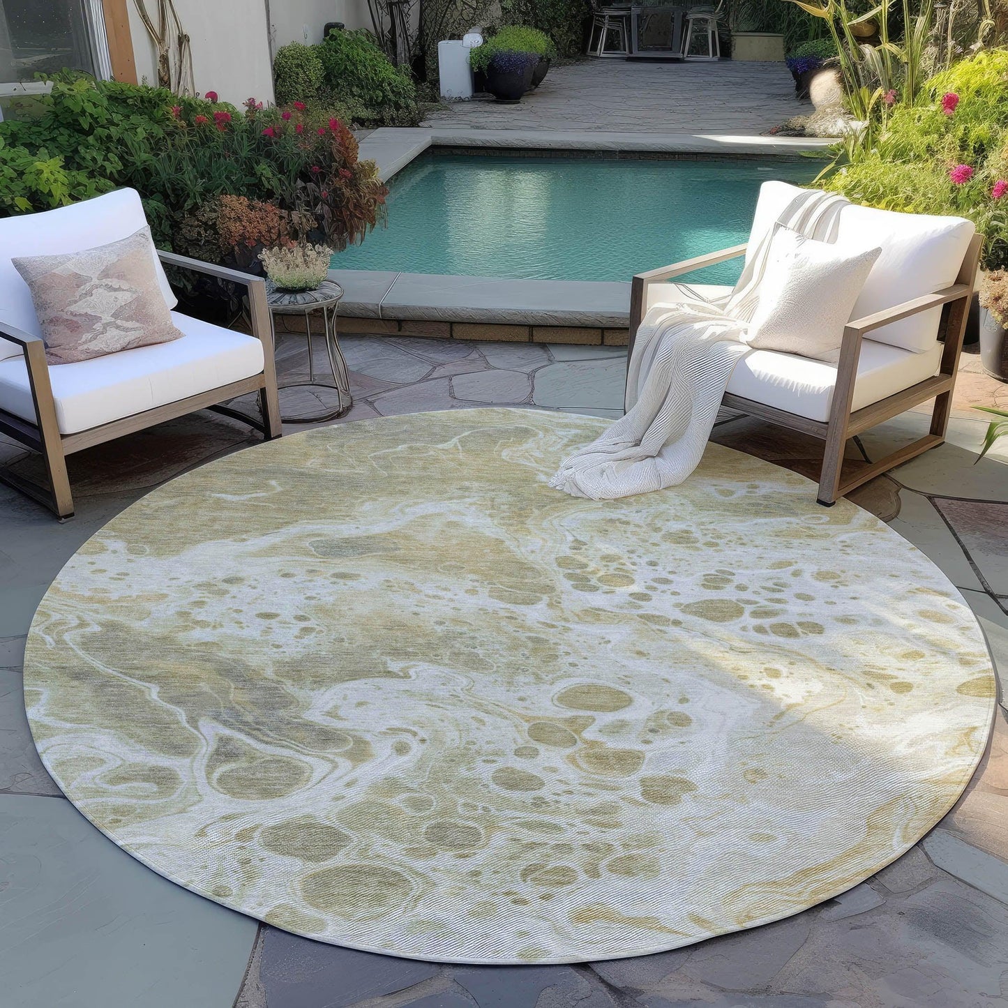 Faerara Gold Washable Indoor-Outdoor Rug