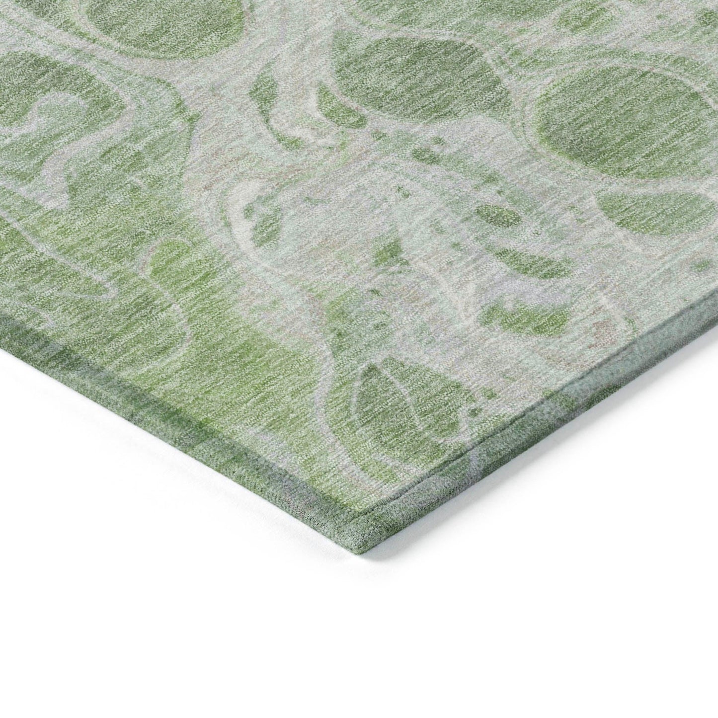 Faerara Green Washable Indoor-Outdoor Rug
