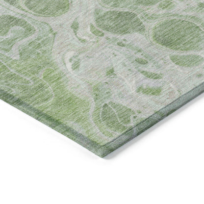 Faerara Green Washable Indoor-Outdoor Rug