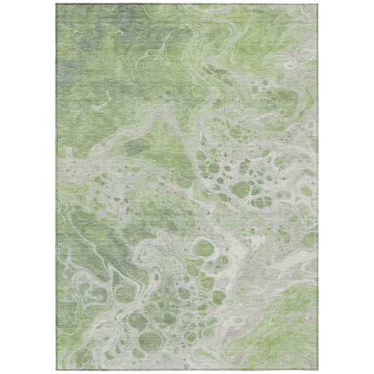 Faerara Green Washable Indoor-Outdoor Rug