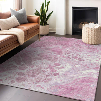 Faerara Pink Washable Indoor-Outdoor Rug