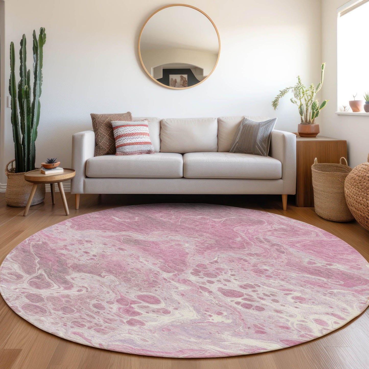 Faerara Pink Washable Indoor-Outdoor Rug