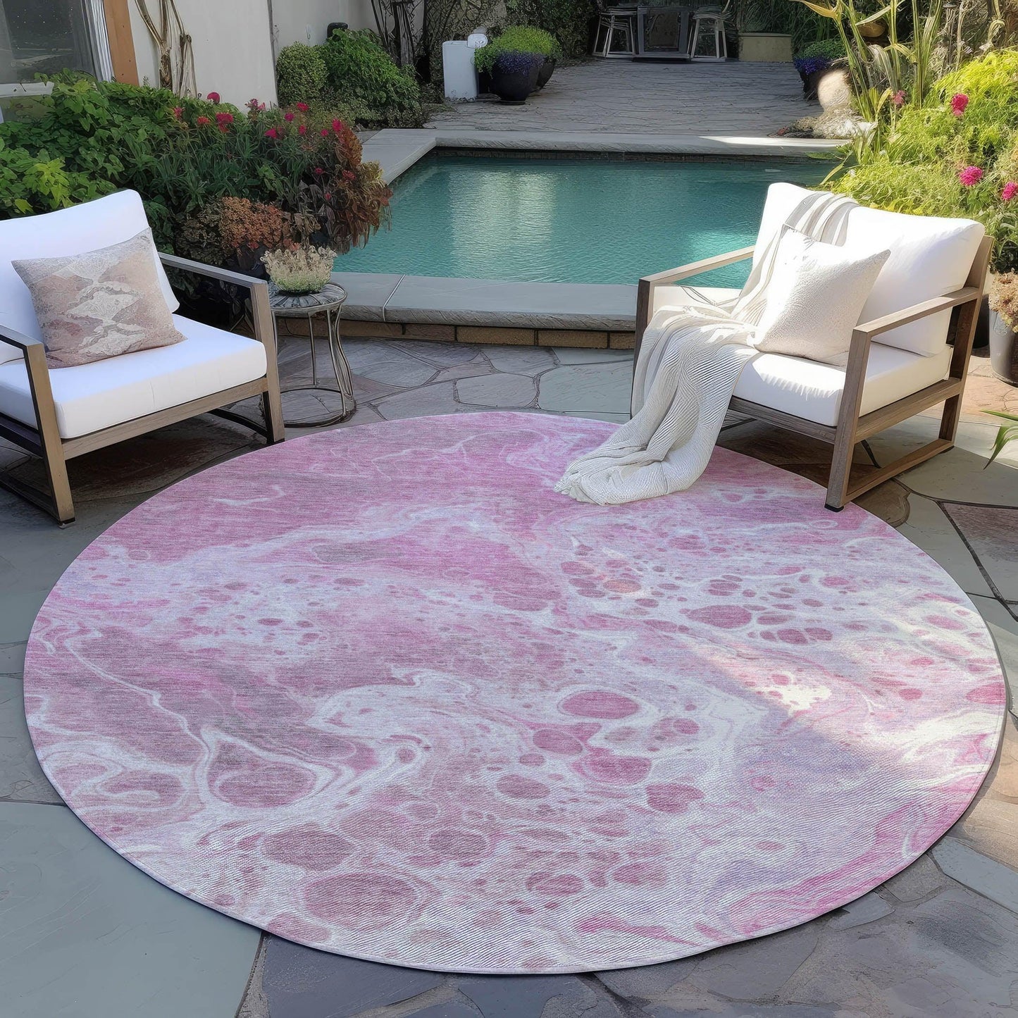 Faerara Pink Washable Indoor-Outdoor Rug