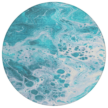 Faerara Teal Washable Indoor-Outdoor Rug