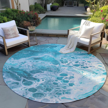 Faerara Teal Washable Indoor-Outdoor Rug