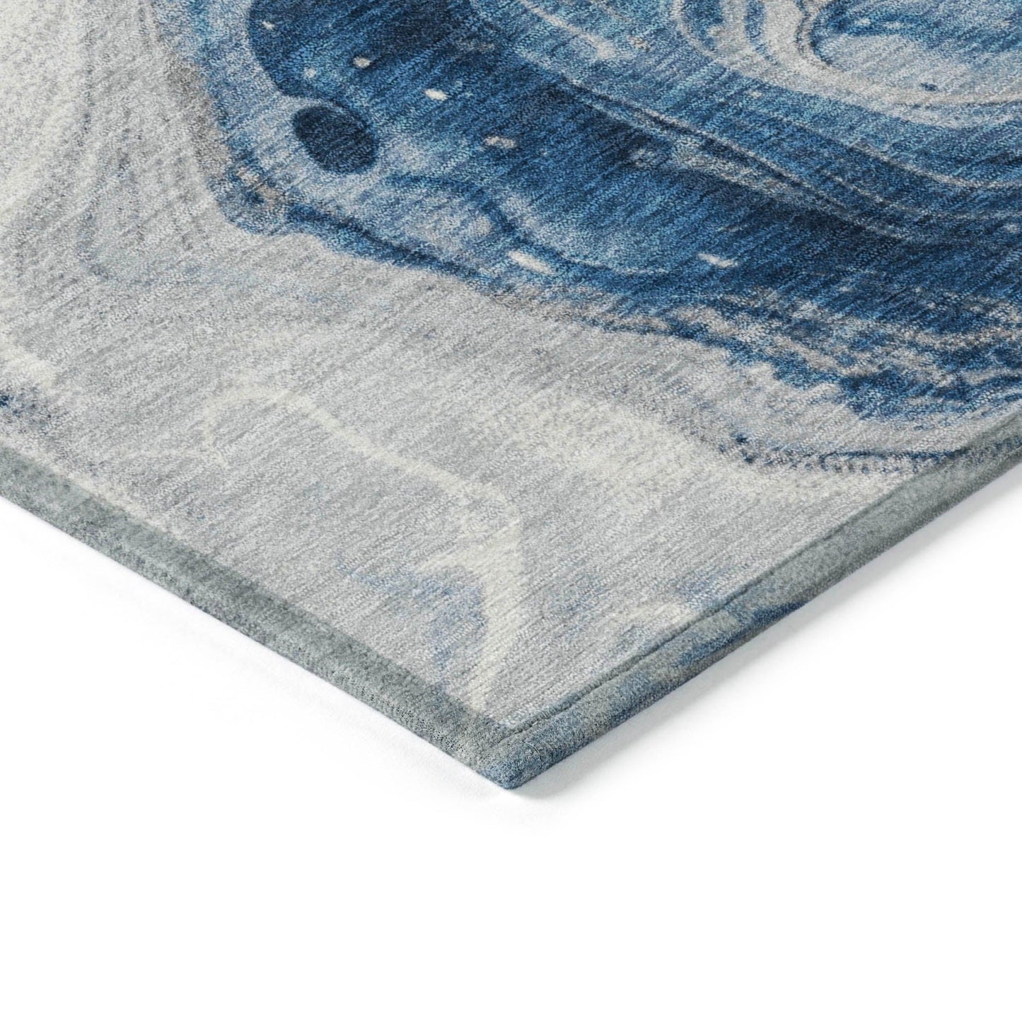 Faeras Blue Washable Indoor-Outdoor Rug