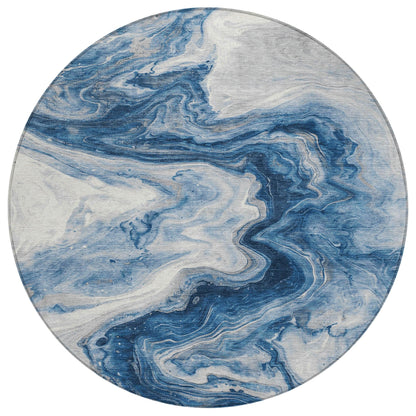 Faeras Blue Washable Indoor-Outdoor Rug