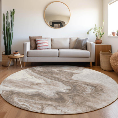 Faeras Brown Washable Indoor-Outdoor Rug