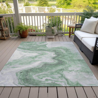 Faeras Green Washable Indoor-Outdoor Rug