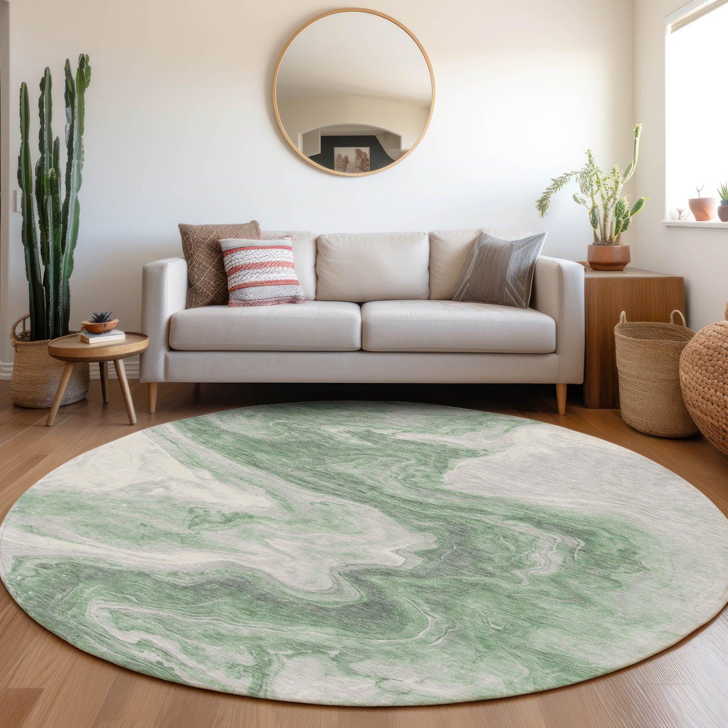 Faeras Green Washable Indoor-Outdoor Rug