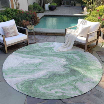 Faeras Green Washable Indoor-Outdoor Rug