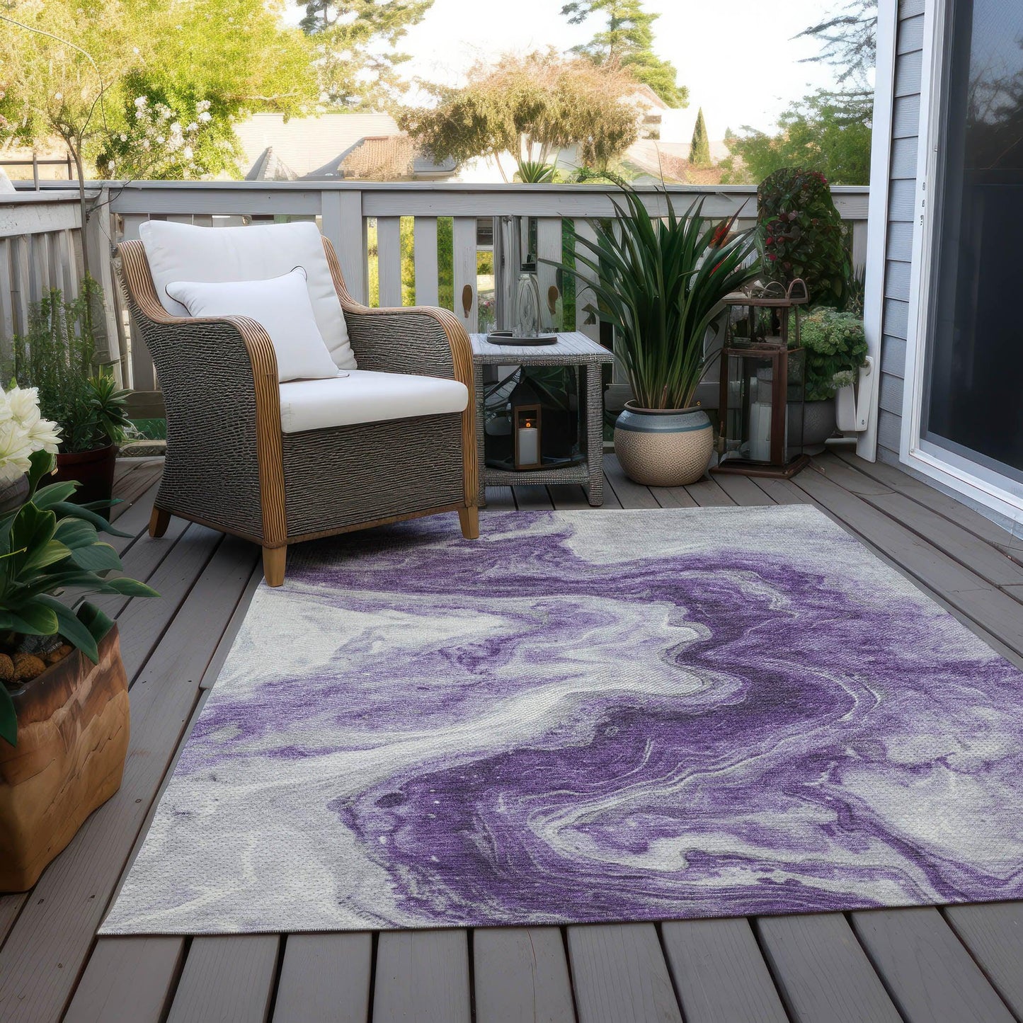 Faeras Purple Washable Indoor-Outdoor Rug