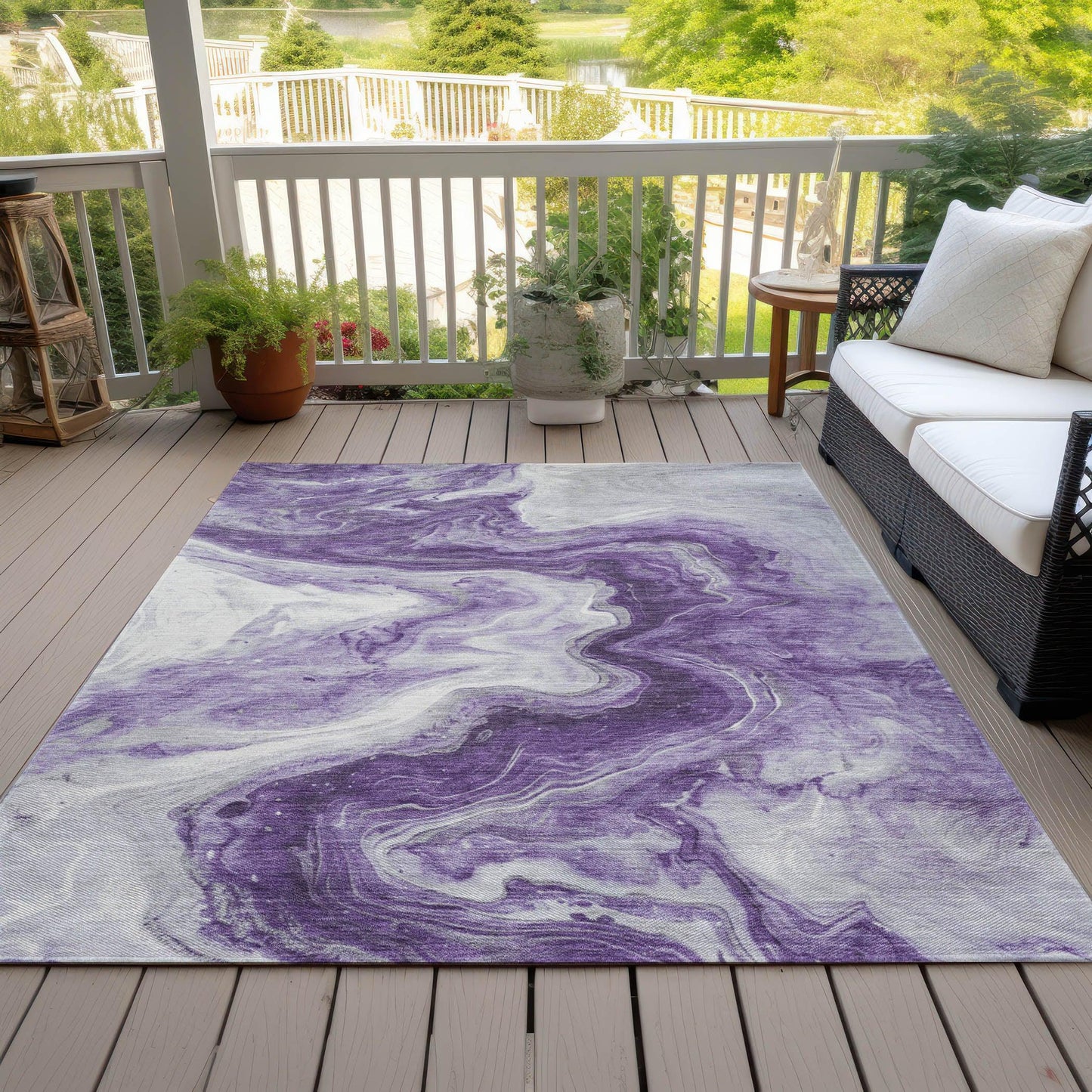 Faeras Purple Washable Indoor-Outdoor Rug