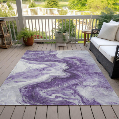 Faeras Purple Washable Indoor-Outdoor Rug