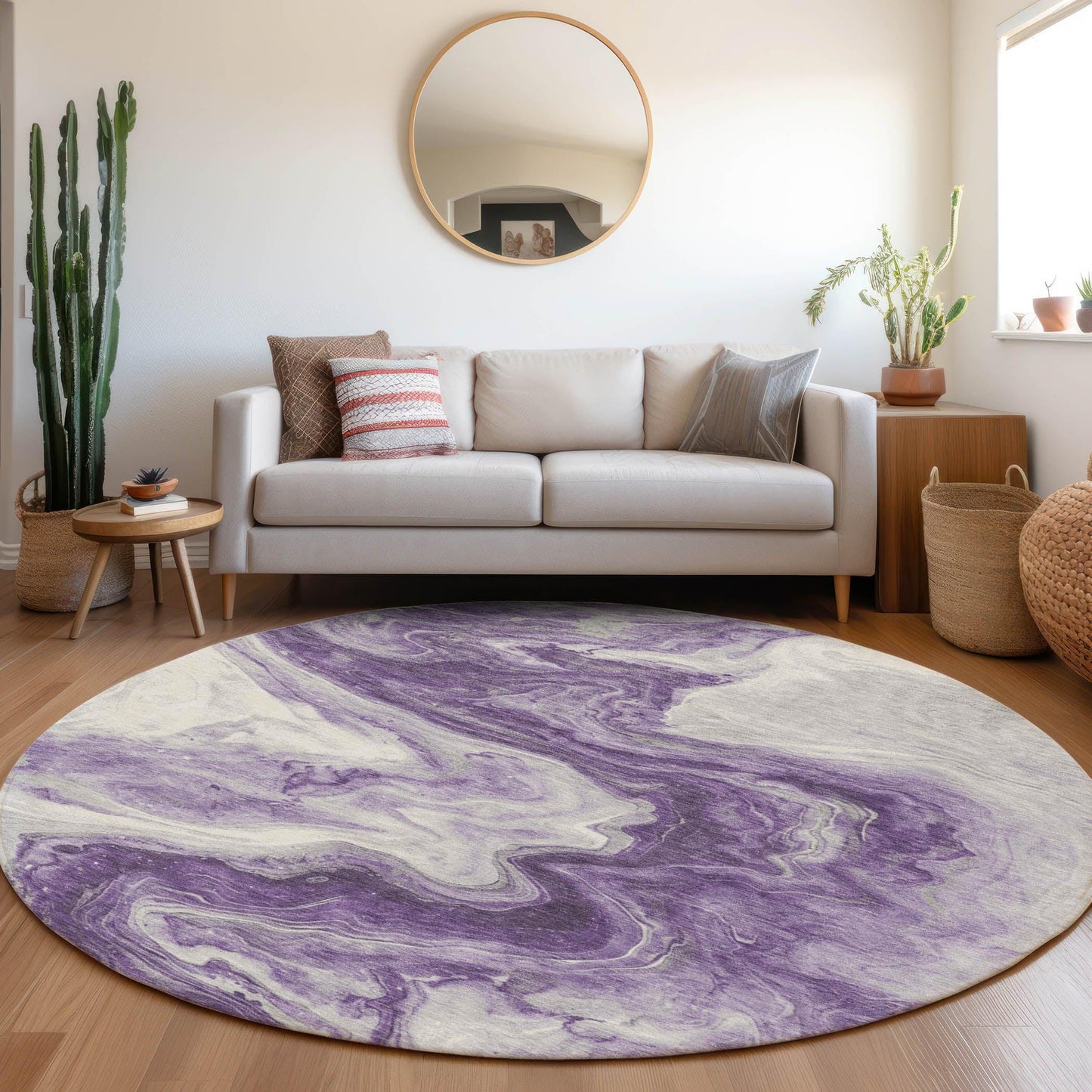 Faeras Purple Washable Indoor-Outdoor Rug