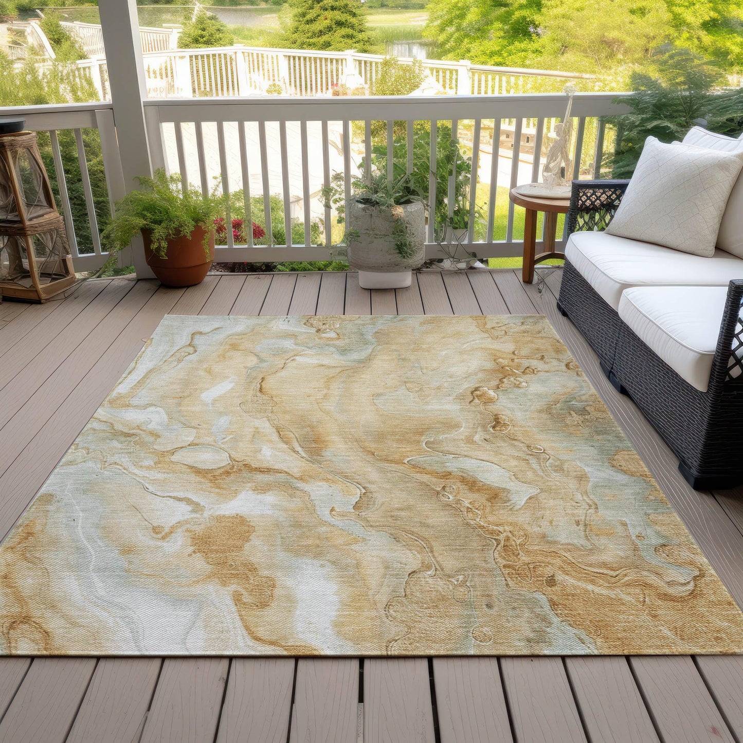 Faerel Gold Washable Indoor-Outdoor Rug