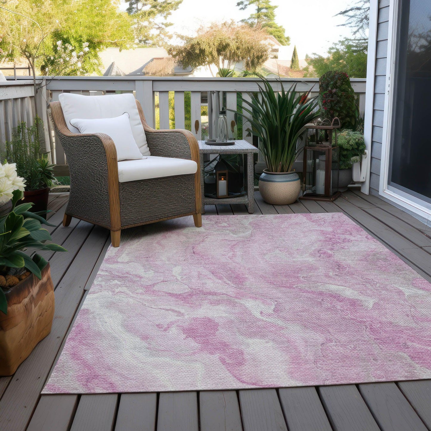 Faerel Pink Washable Indoor-Outdoor Rug