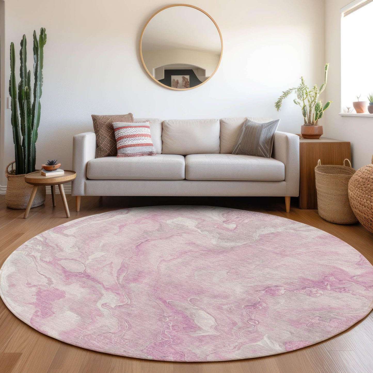 Faerel Pink Washable Indoor-Outdoor Rug