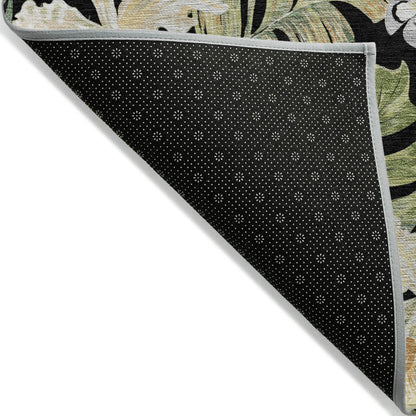 Faereth Black Washable Indoor-Outdoor Rug