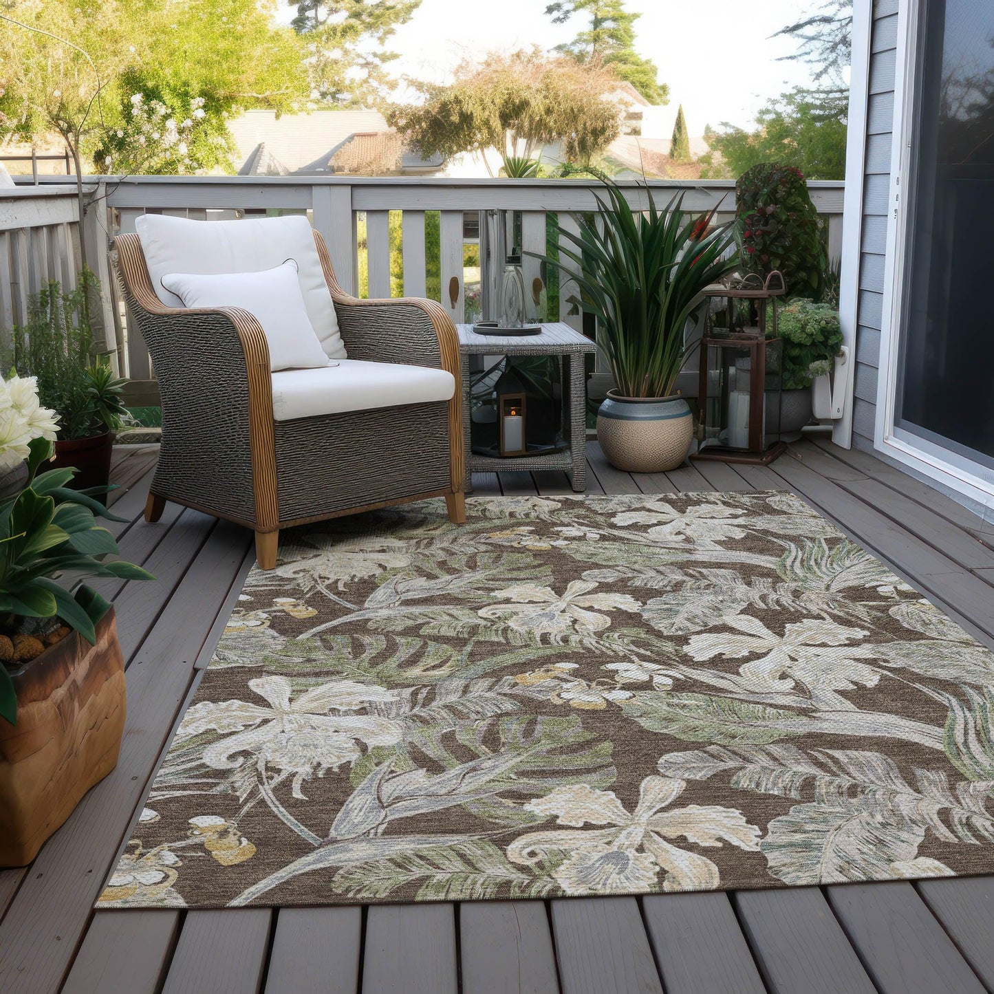 Faereth Brown Washable Indoor-Outdoor Rug