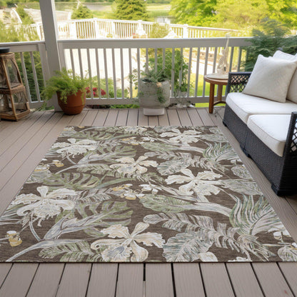 Faereth Brown Washable Indoor-Outdoor Rug