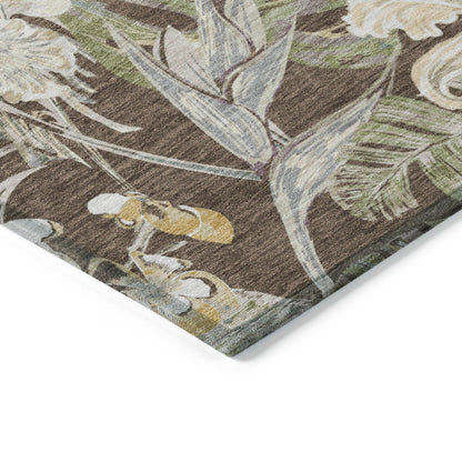 Faereth Brown Washable Indoor-Outdoor Rug