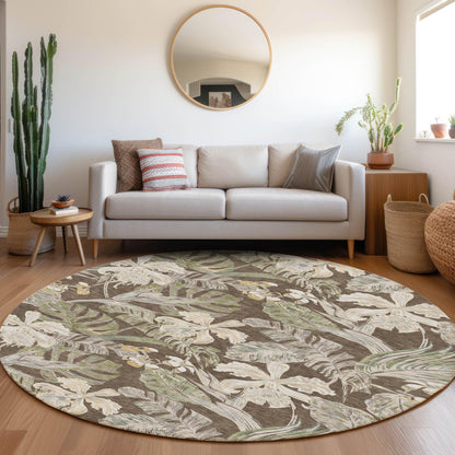 Faereth Brown Washable Indoor-Outdoor Rug