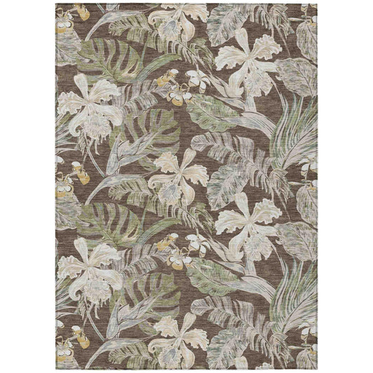 Faereth Brown Washable Indoor-Outdoor Rug