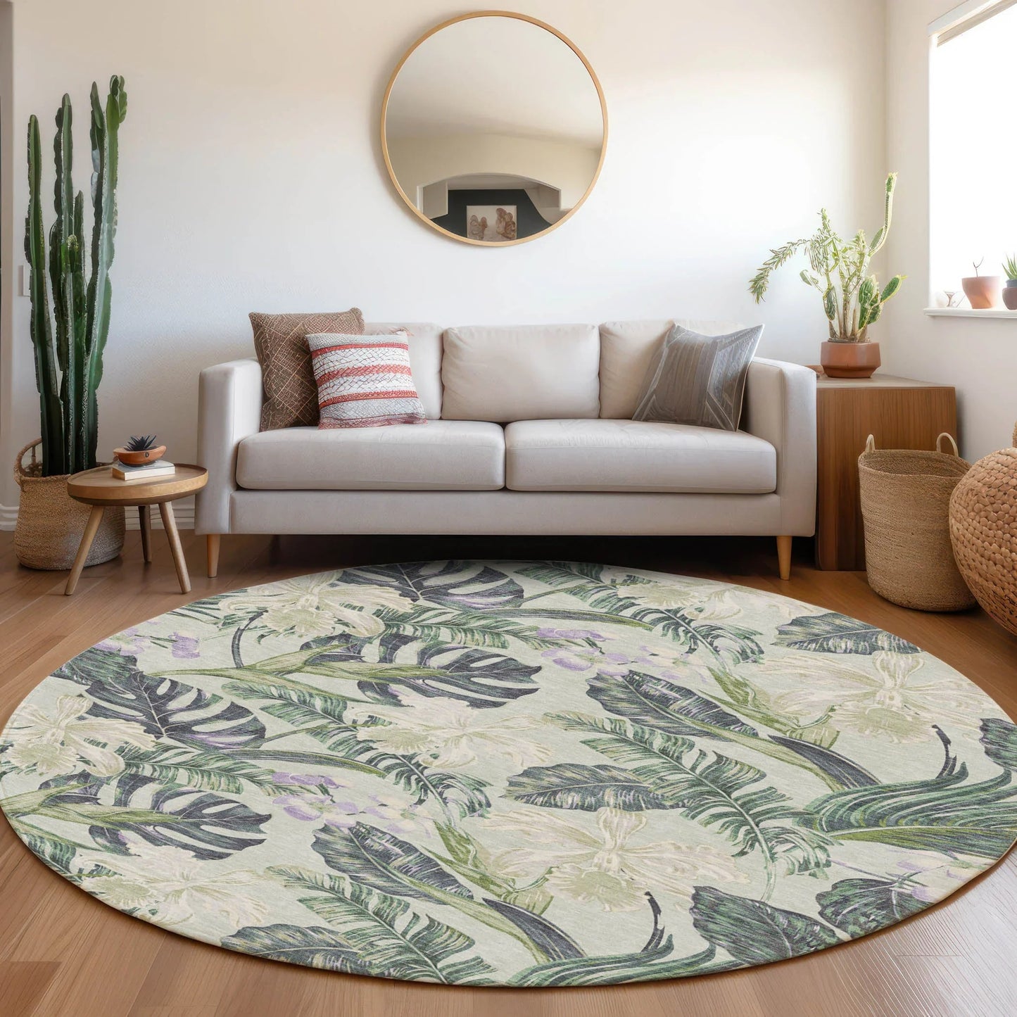 Faereth Green Washable Indoor-Outdoor Rug
