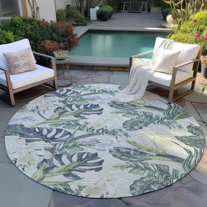 Faereth Green Washable Indoor-Outdoor Rug
