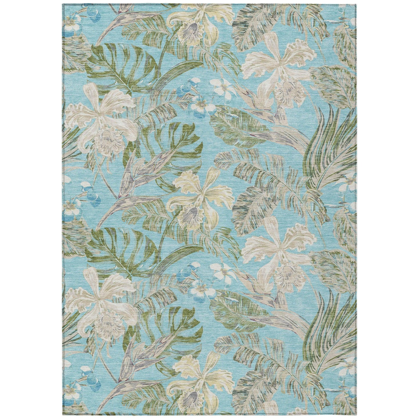 Faereth Teal Washable Indoor-Outdoor Rug