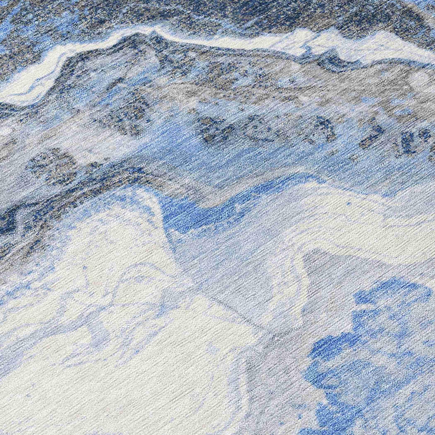 Faeriel Blue Washable Indoor-Outdoor Rug