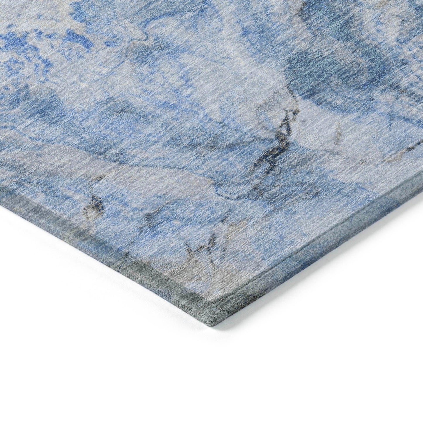 Faeriel Blue Washable Indoor-Outdoor Rug