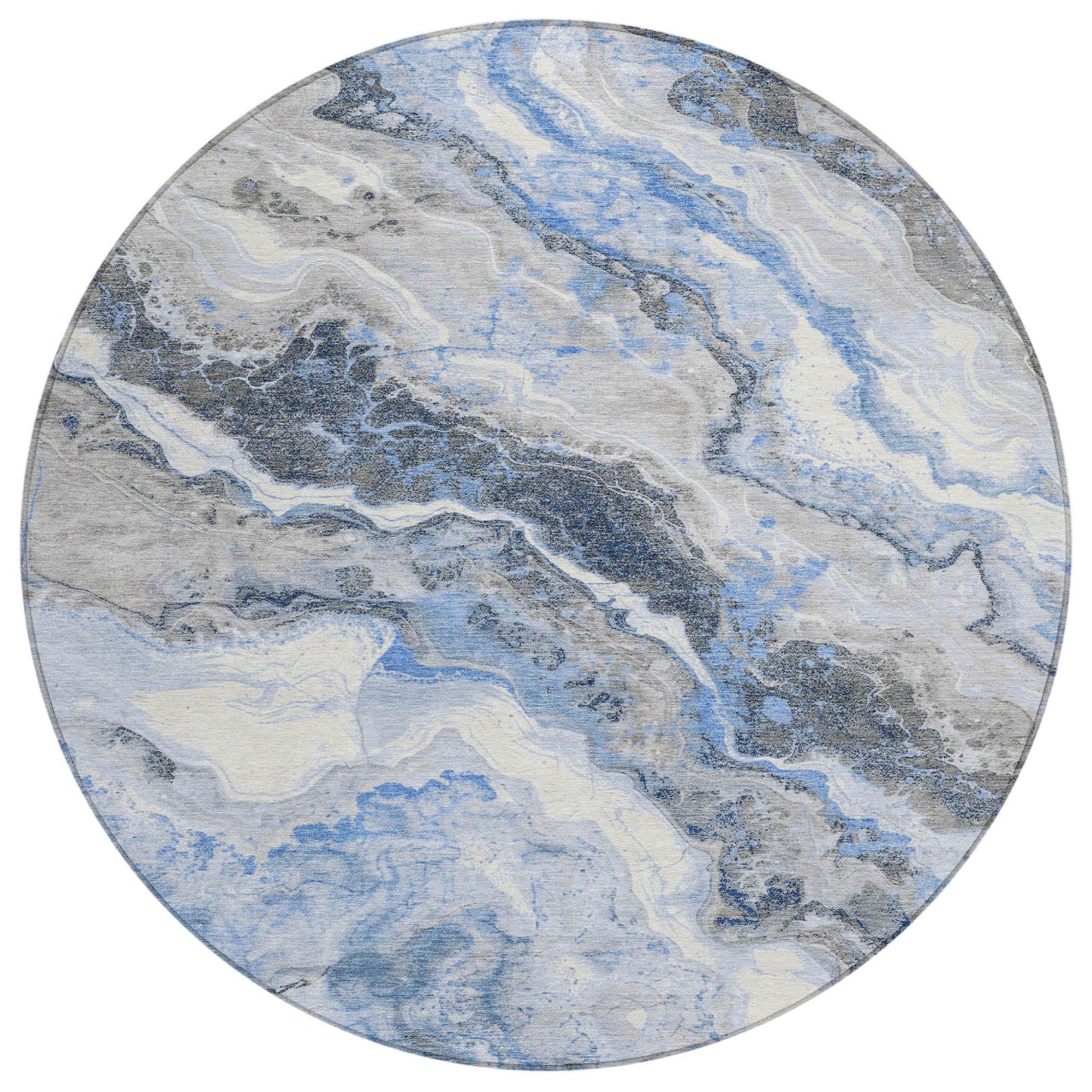 Faeriel Blue Washable Indoor-Outdoor Rug